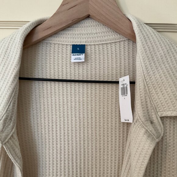 Old Navy Womens Waffle Shacket Lounge Size Large Button Beige NWT - Picture 3 of 6
